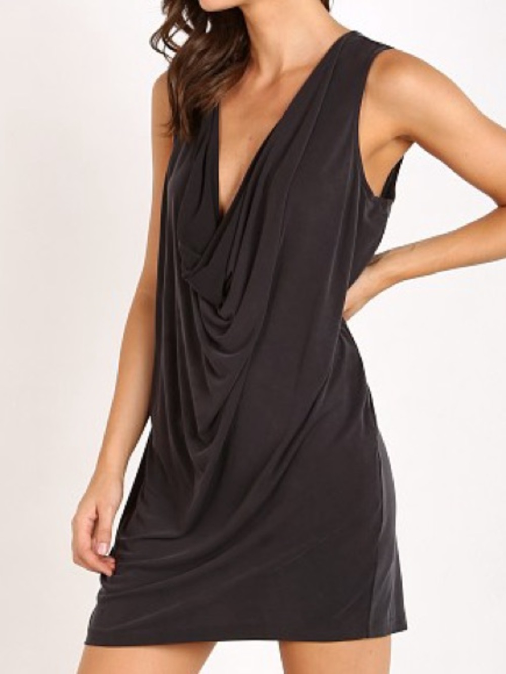 Free People Black Draped Cowl Neck Sleeveless Dress
